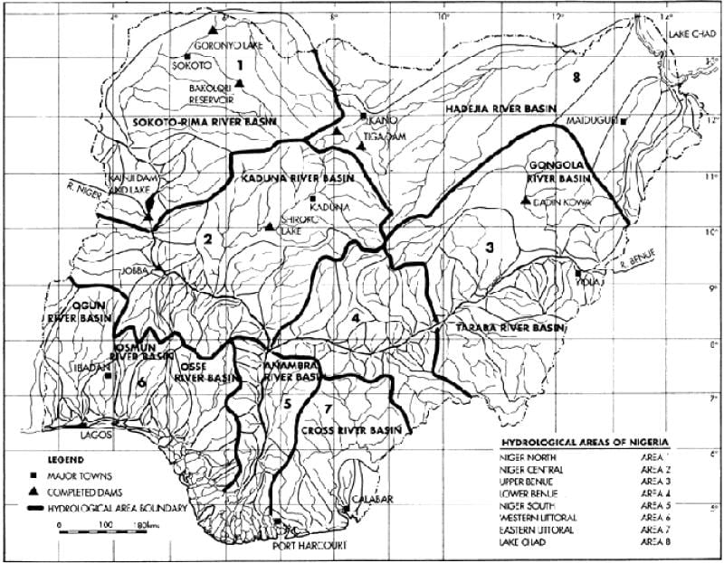 ਨਕਸ਼ਾ ਦੇ hydrological ਨਾਈਜੀਰੀਆ