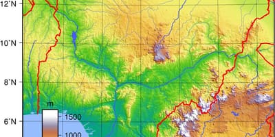 ਨਕਸ਼ਾ ਨਾਈਜੀਰੀਆ ਦੇ topographic